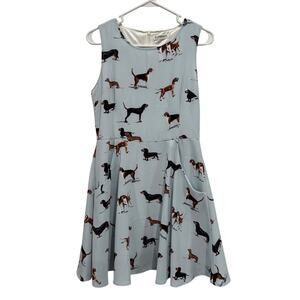 LA Soul Dog Print Skater Dress Sz S Dachshund Lab Greyhound Novelty Fit & Flare